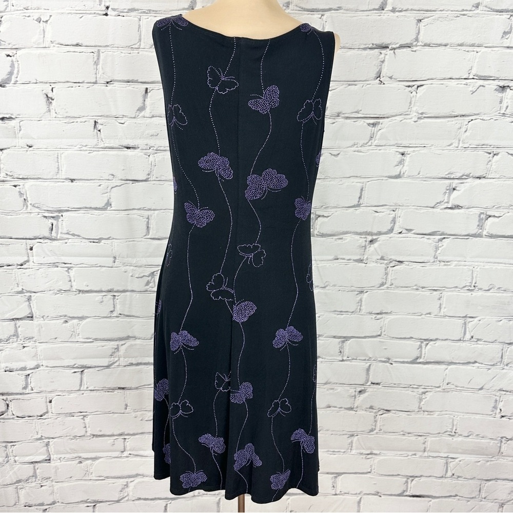 Vtg Teddi Y2k Tank Slip Mini Dress Sz 6 Butterfly Black Purple Whimsygoth Fairy - Picture 3 of 8